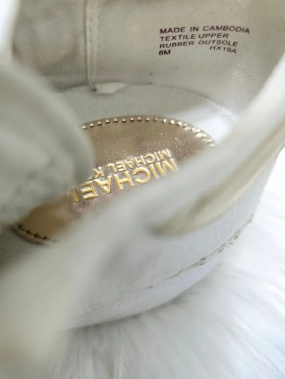 Michael Kors Finch Lace Up Canvas Sneakers White & Rose Gold Espadrille Sz 8M